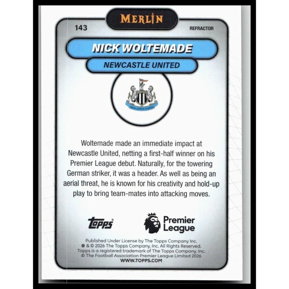 2026 Merlin Premier League #143 Nick Woltemade Refractor